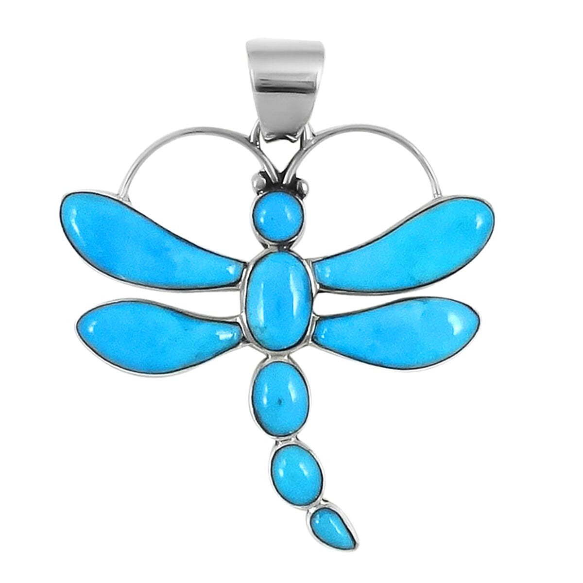 Santa Fe Collection - Turquoise Dragonfly Pendant in Sterling Silver 2.00 Ct.