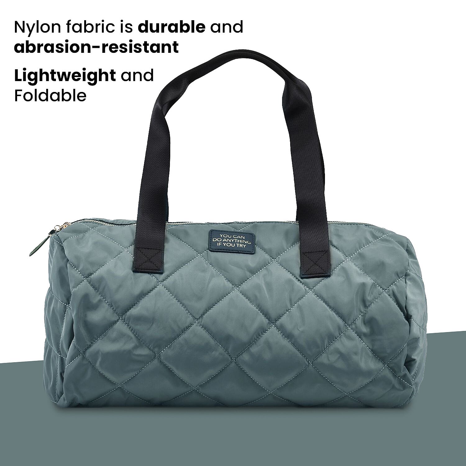 Close Out - Quilted Pattern Duffle Bag (Size 47x17x30 Cm) - Dark Green