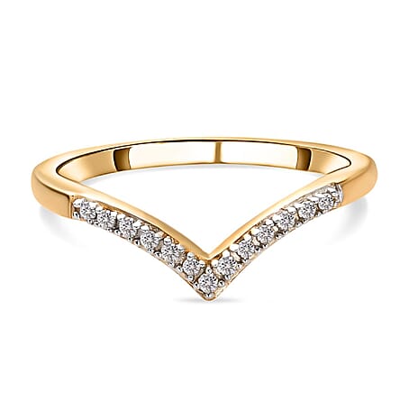 Diamond (I4-G/H Wishbone Ring in 18K Vermeil Yellow Gold Plated Sterling Silver 0.080 Ct.