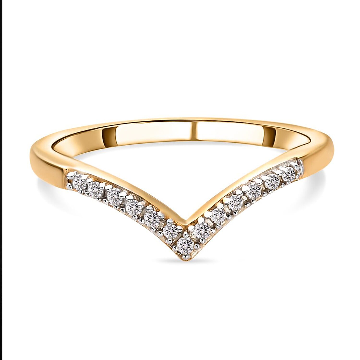 Diamond Wishbone Ring in Sterling Silver 0.080 Ct