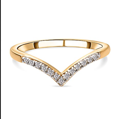 Diamond (I4-G/H Wishbone Ring in 18K Vermeil Yellow Gold Plated Sterling Silver 0.080 Ct.