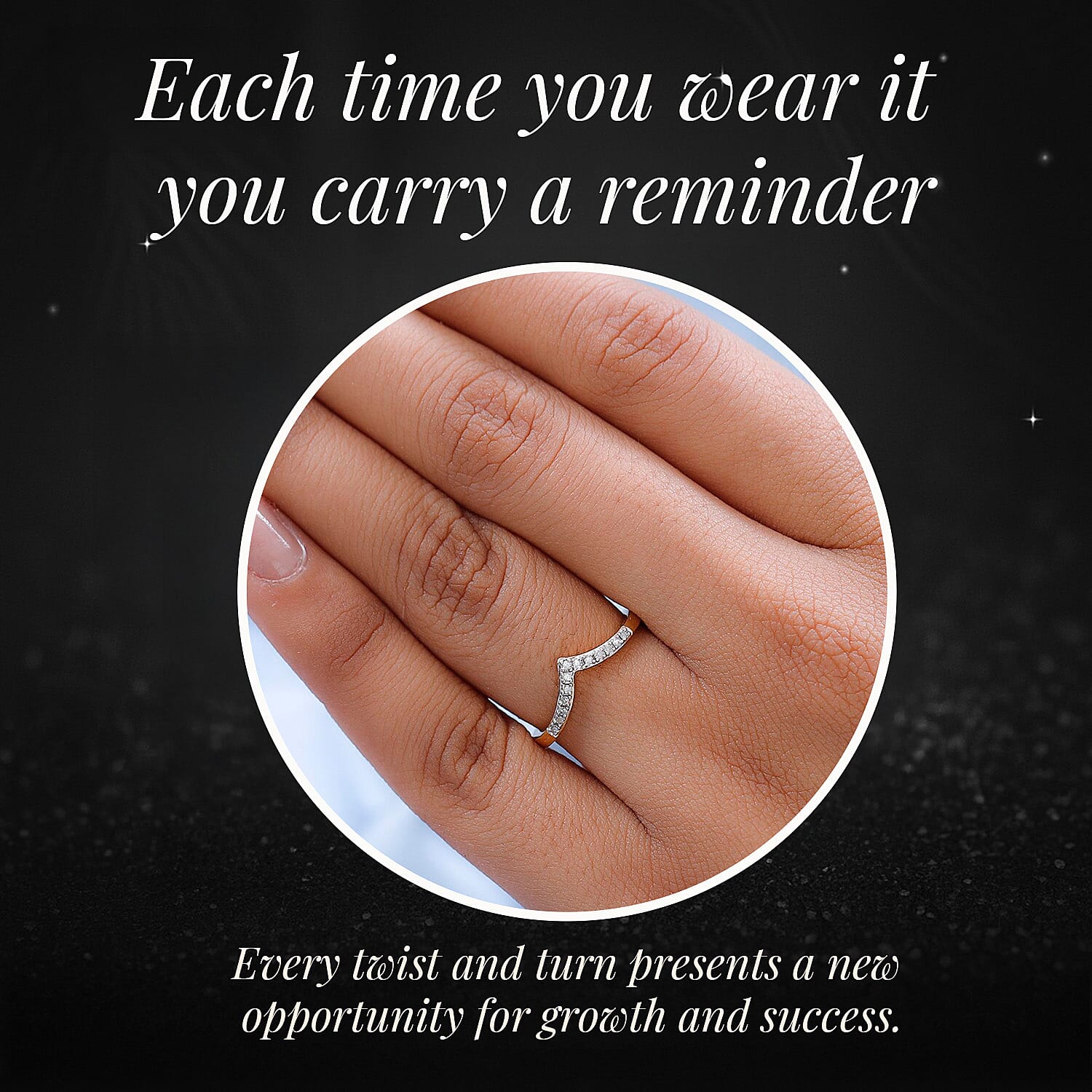 Diamond Wishbone Ring in Sterling Silver 0.080 Ct