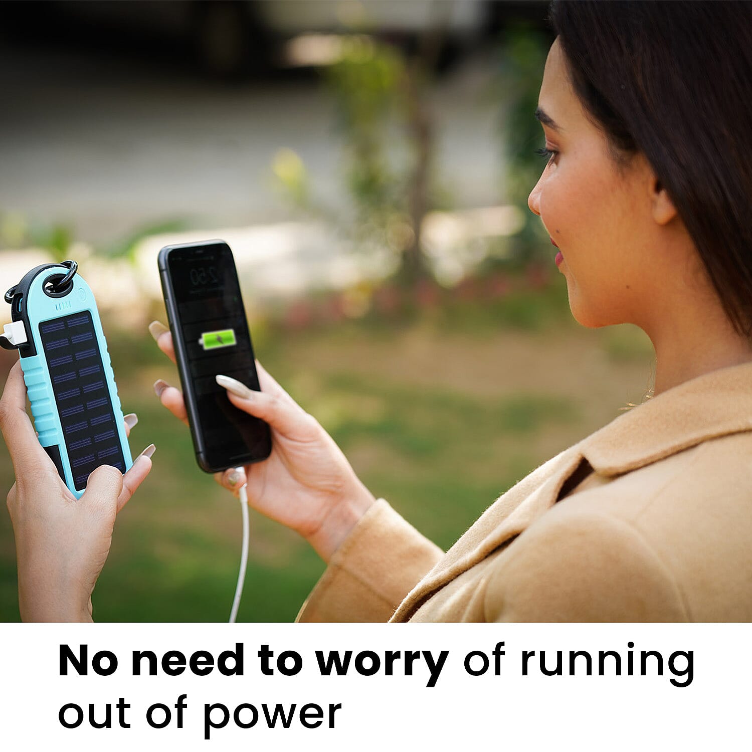 Homesmart Solar Panel 5000mah Power Bank with USB Cable - Teal & Black