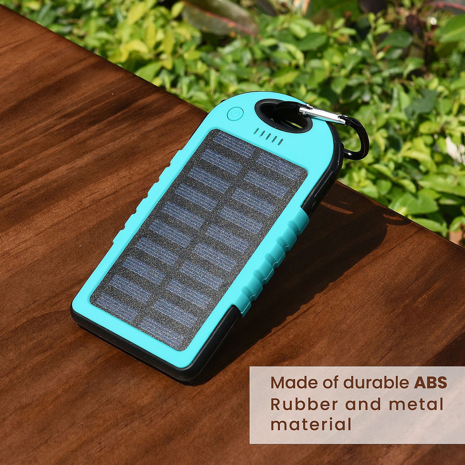 Homesmart Solar Panel 5000mah Power Bank with USB Cable - Teal & Black