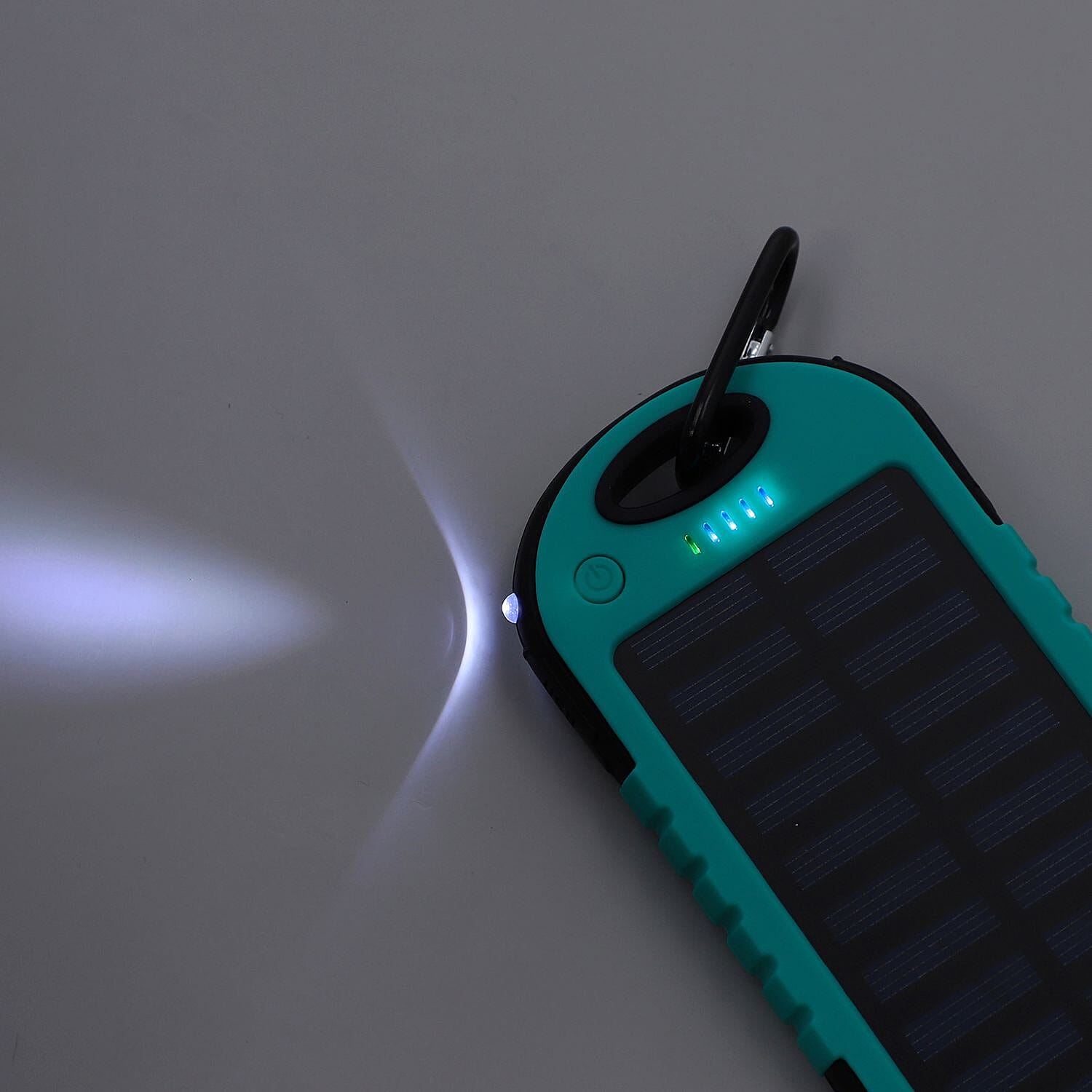 Homesmart Solar Panel 5000mah Power Bank with USB Cable - Teal & Black