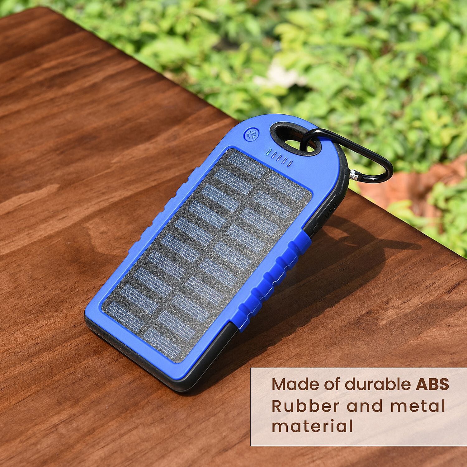 Homesmart Solar Panel 5000mah Power Bank with USB Cable (Size 15x7 Cm) - Dark Blue & Black