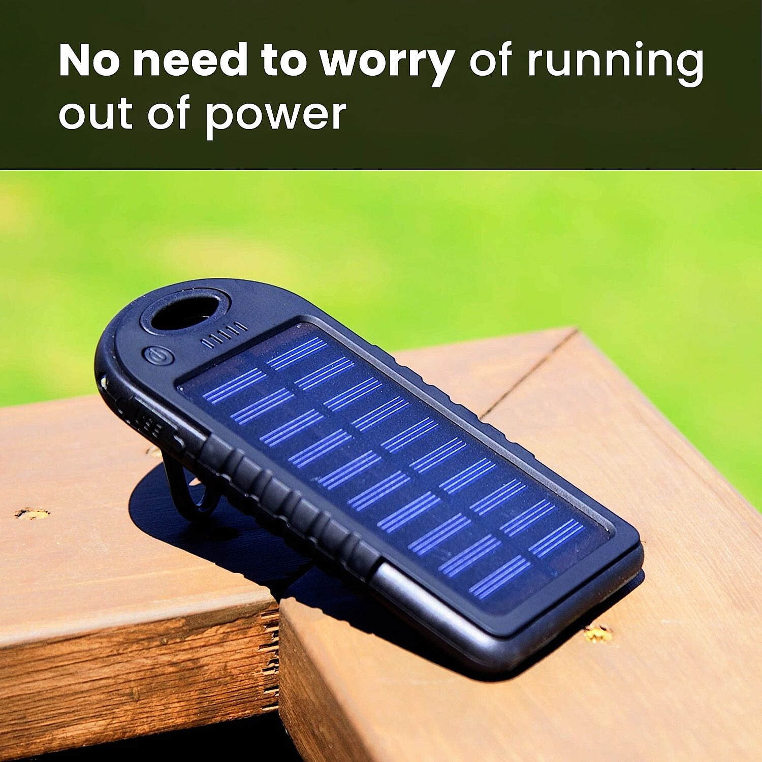Homesmart Solar Panel 5000mah Power Bank with USB Cable (Size 14x7 Cm) - Black