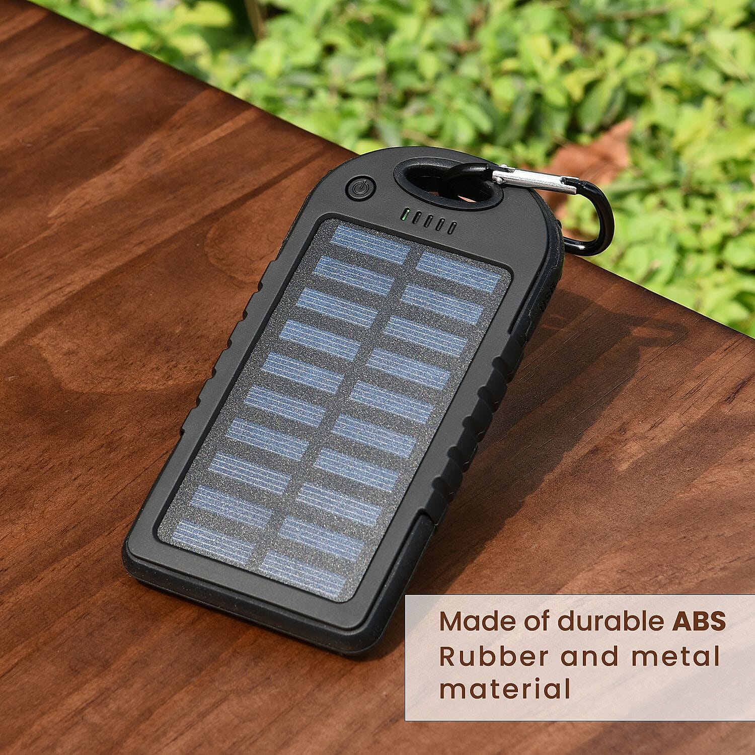 Homesmart Solar Panel 5000mah Power Bank with USB Cable (Size 14x7 Cm) - Black