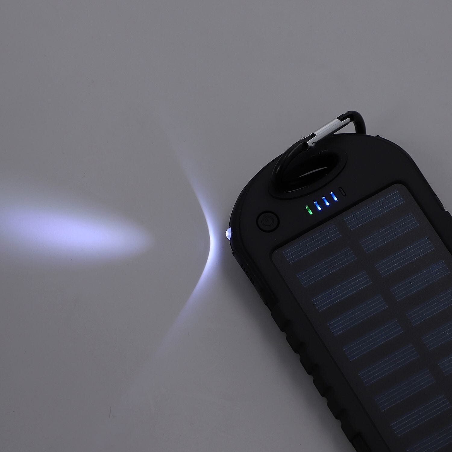 Homesmart Solar Panel 5000mah Power Bank with USB Cable (Size 14x7 Cm) - Black