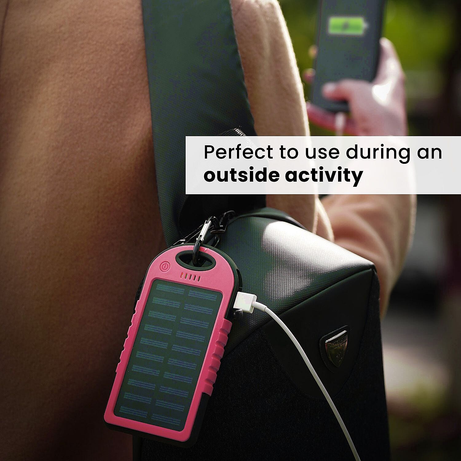 ENERGY SAVING- Solar Panel 5000mah Power Bank with torch and USB cable - Red