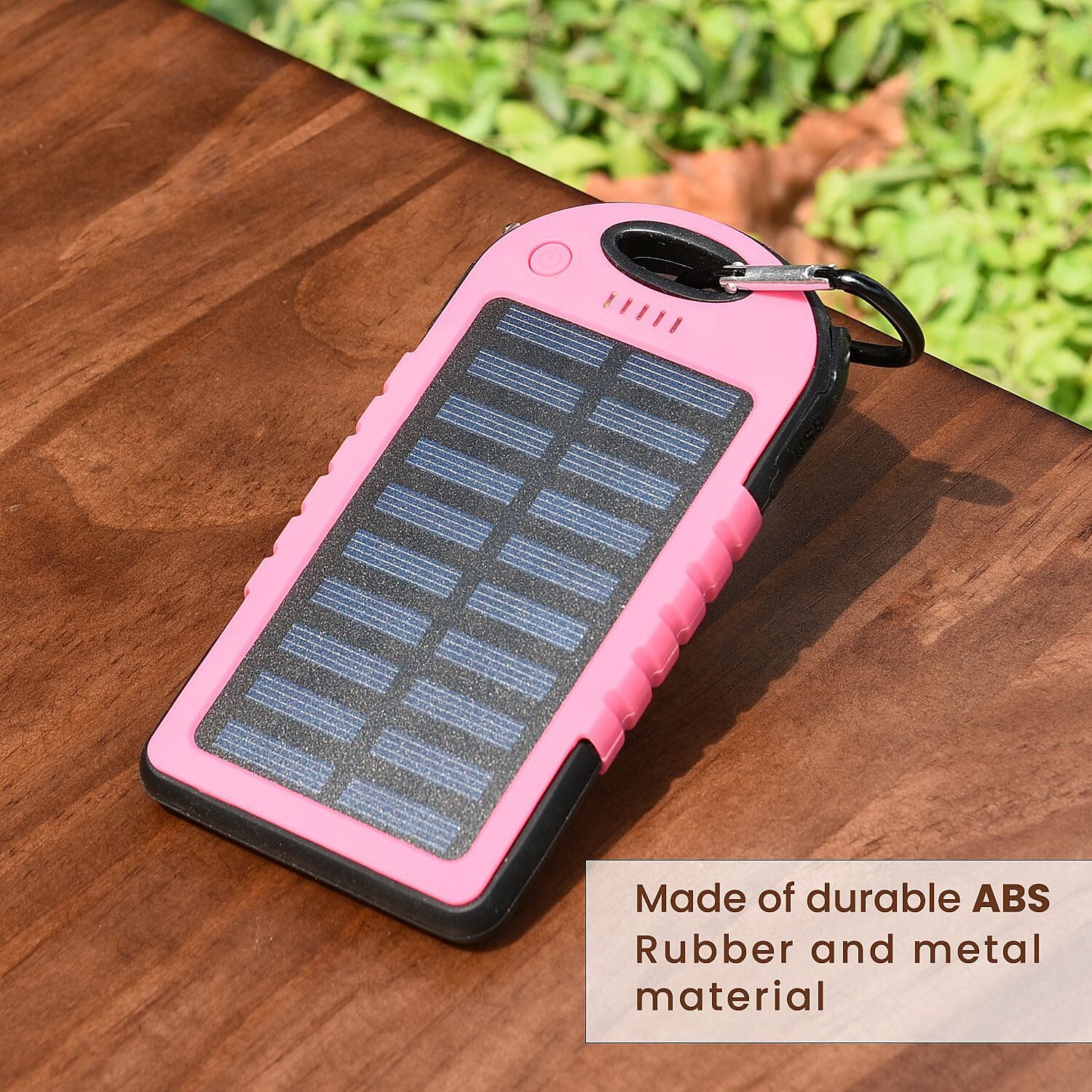 ENERGY SAVING- Solar Panel 5000mah Power Bank with torch and USB cable - Red