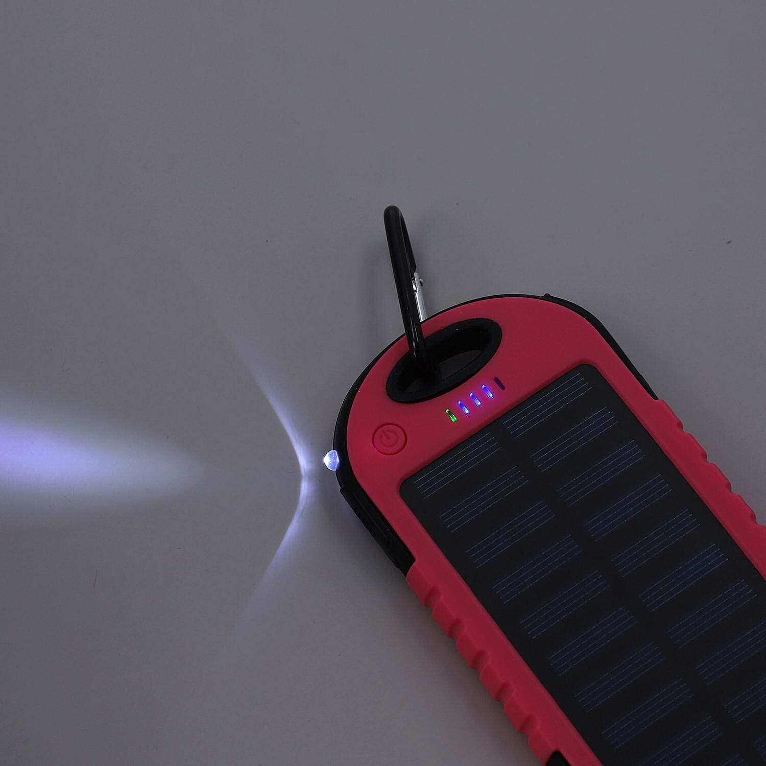 ENERGY SAVING- Solar Panel 5000mah Power Bank with torch and USB cable - Red