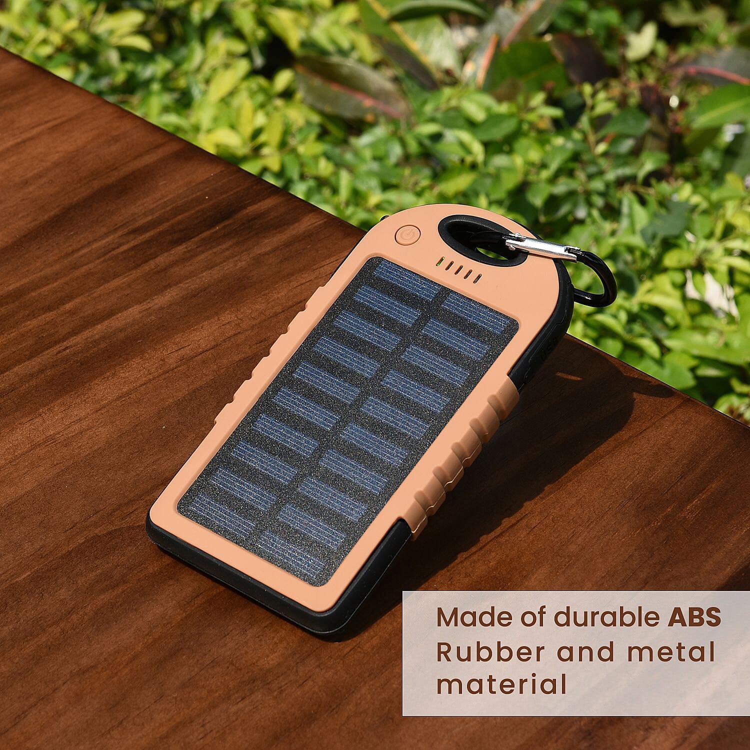 Homesmart Solar Panel 5000mah Power Bank with USB Cable (Size 15x7 Cm) - Camel & Black