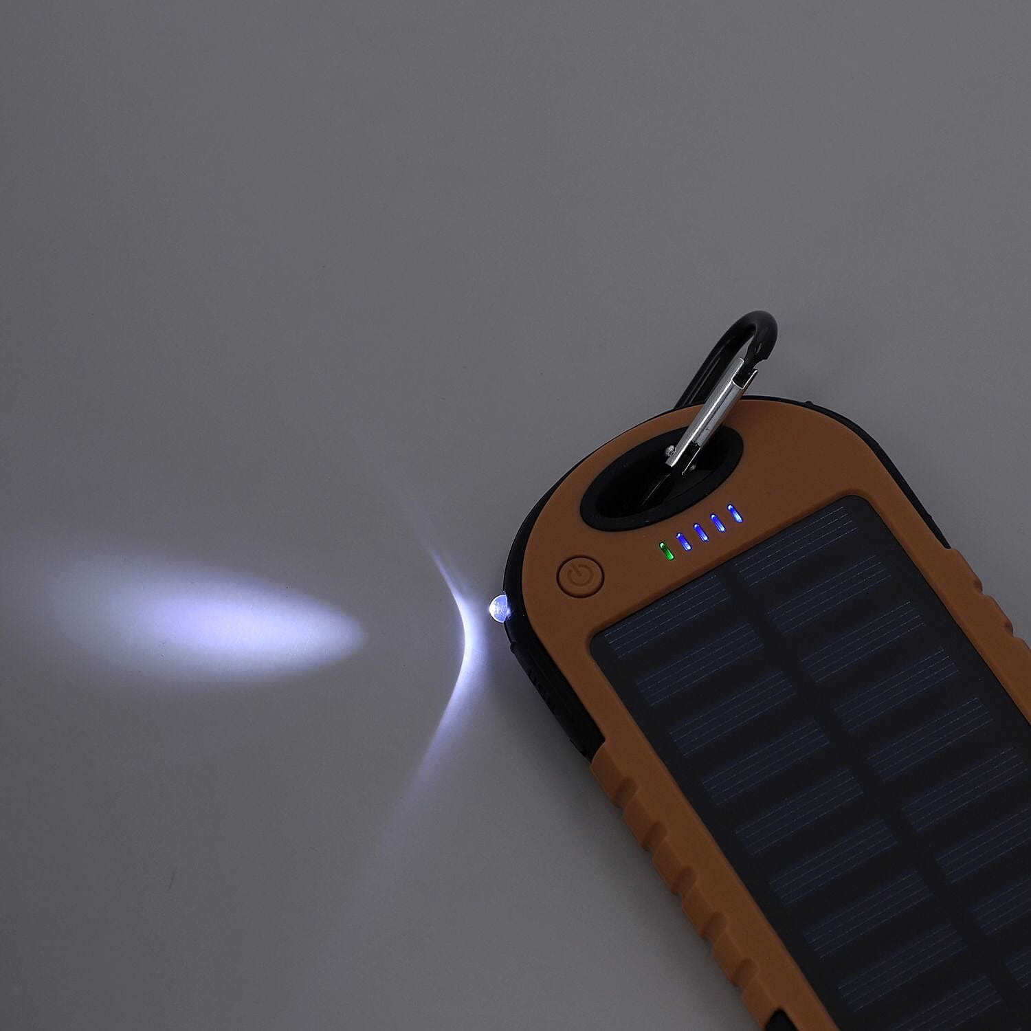 Homesmart Solar Panel 5000mah Power Bank with USB Cable (Size 15x7 Cm) - Camel & Black