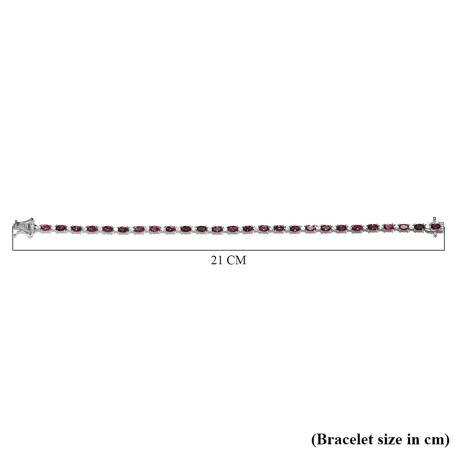 Rubellite and Natural Zircon Bracelet (Size - 8) in Platinum Overlay Sterling Silver 7.98 Ct, Silver Wt. 8.82 Gms