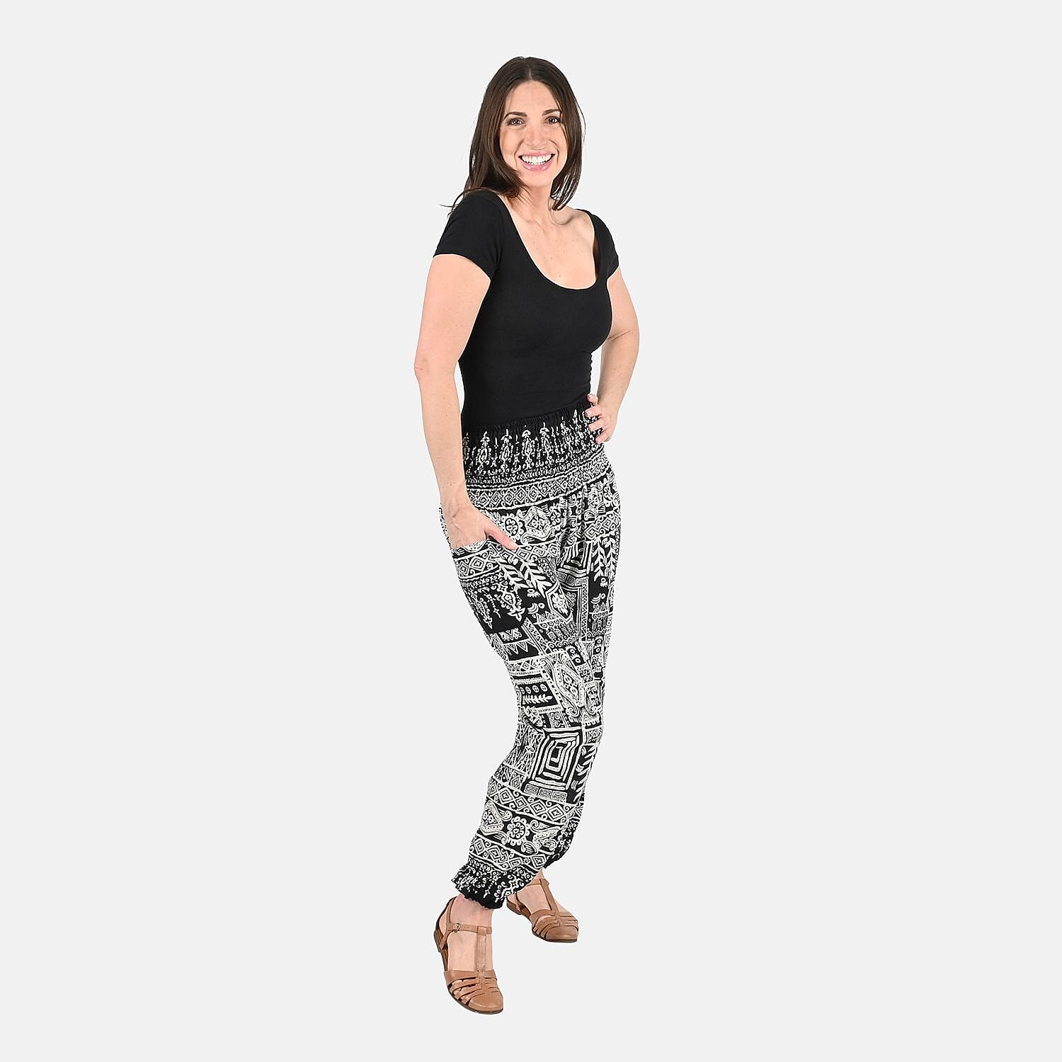 Tamsy Polyester Aztec Jean and Pant/Trouser (Size 42x28 in) - Black & Gray