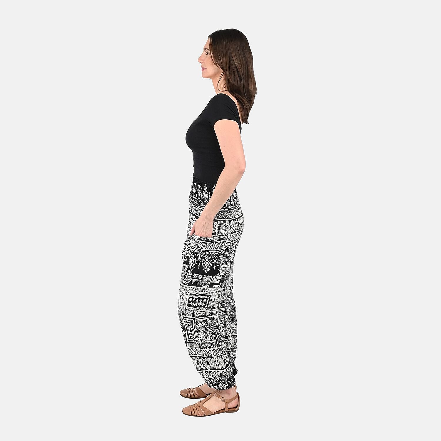 Tamsy Polyester Aztec Jean and Pant/Trouser (Size 42x28 in) - Black & Gray