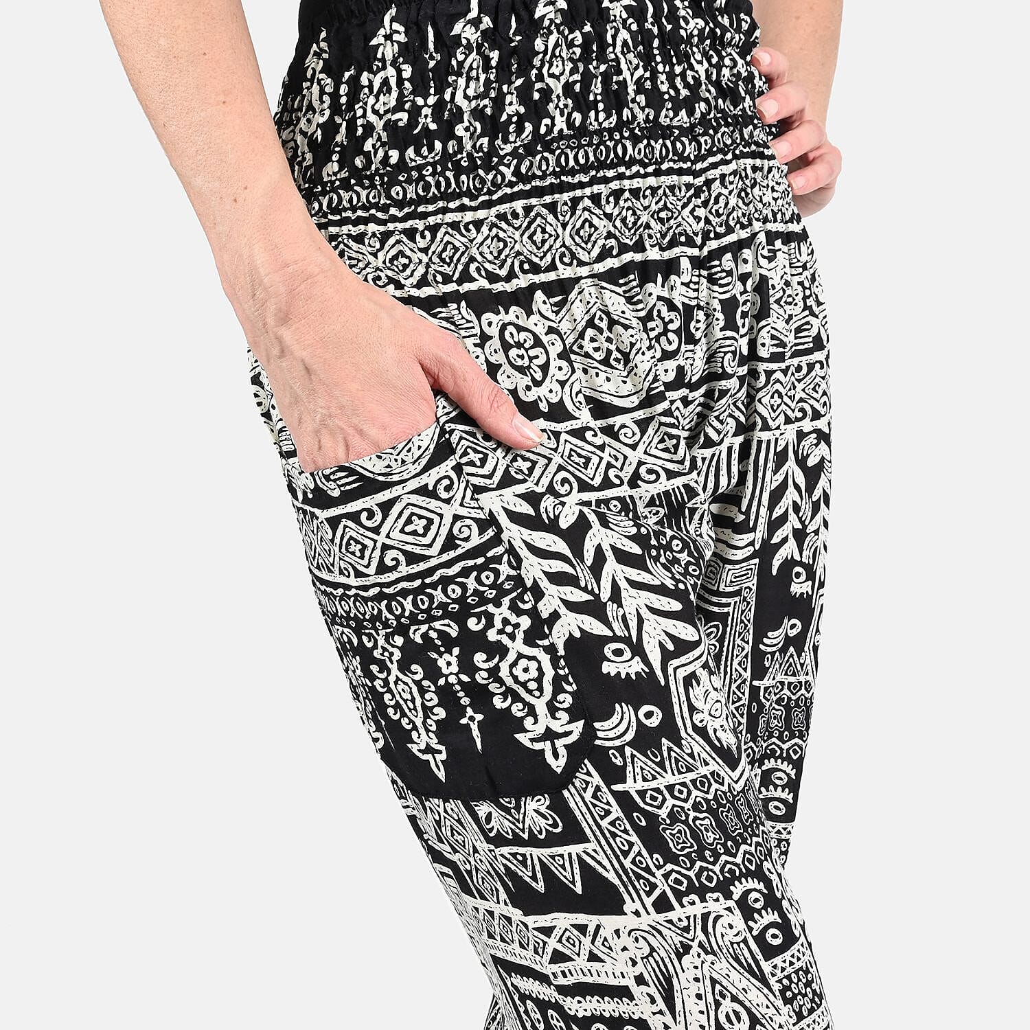 Tamsy Polyester Aztec Jean and Pant/Trouser (Size 42x28 in) - Black & Gray