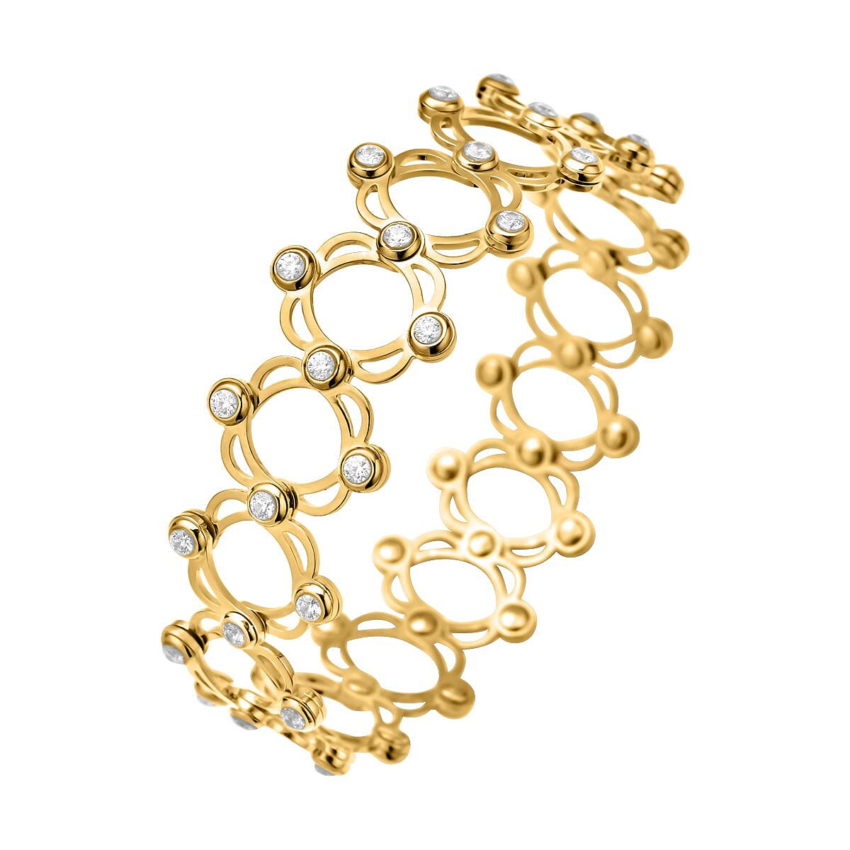 Monster Deal - Moissanite Concertina Ring in Vermeil Yellow Gold Overlay Sterling Silver
