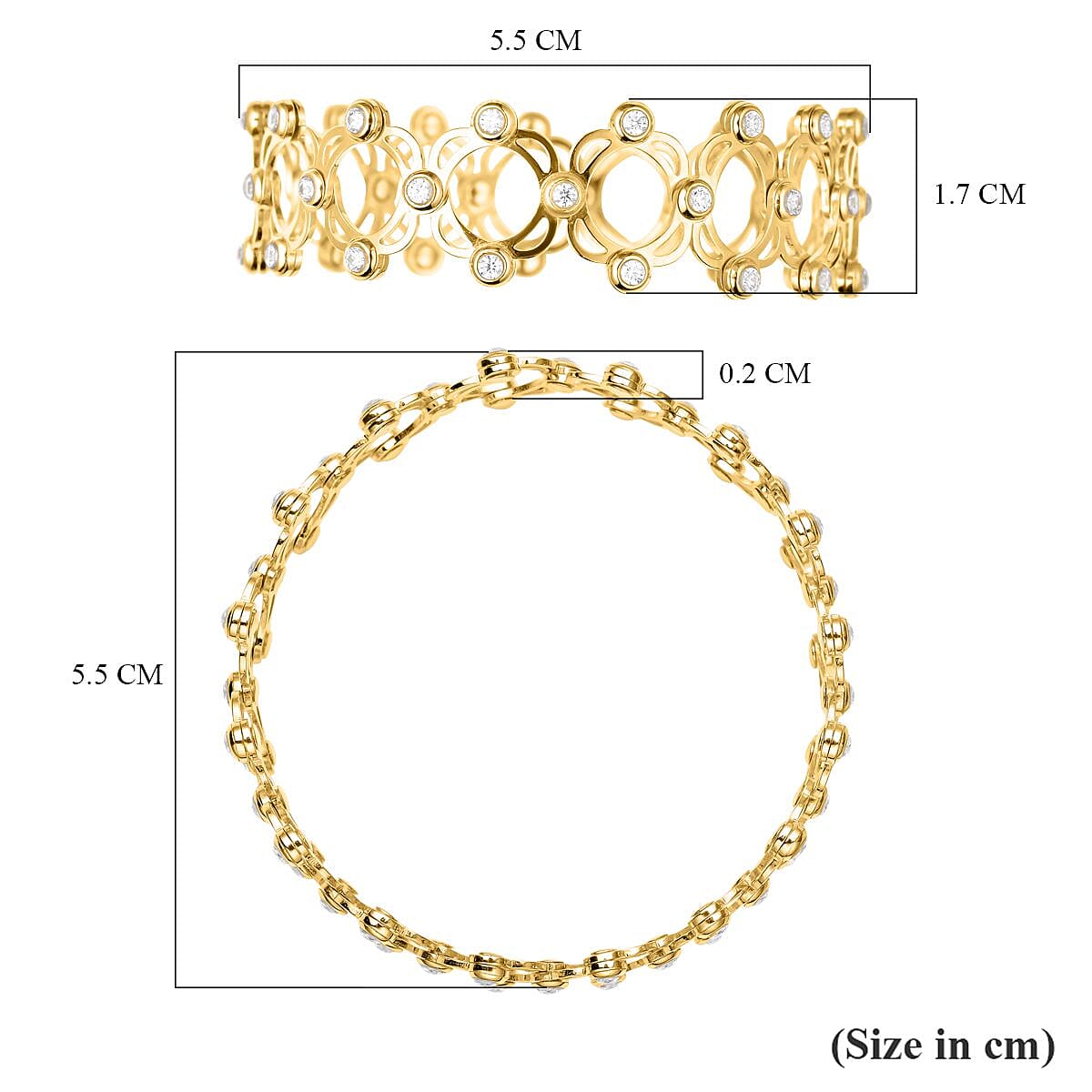 Monster Deal - Moissanite Concertina Ring in Vermeil Yellow Gold Overlay Sterling Silver
