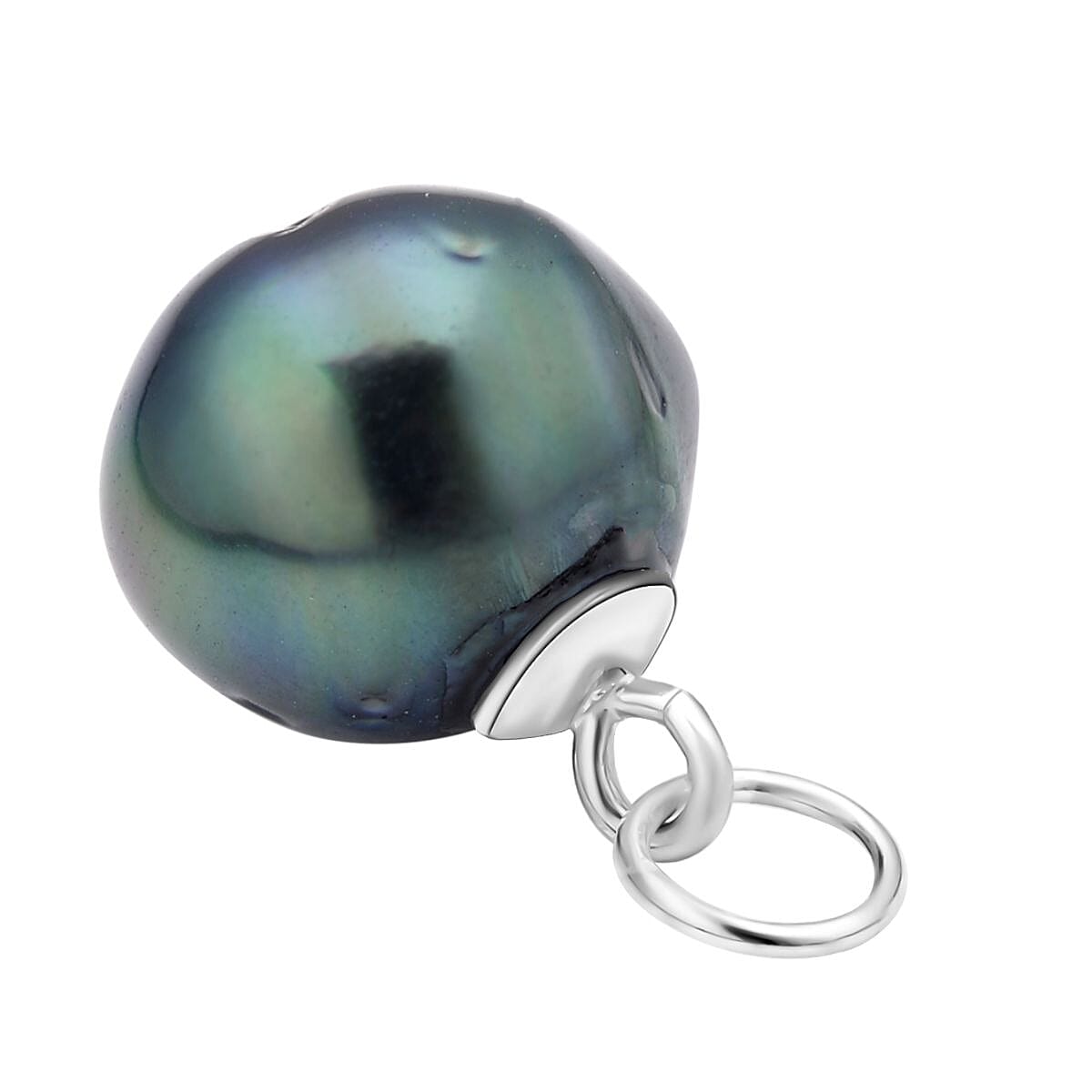 Tahitian Pearl Pendant in Platinum Overlay Sterling Silver