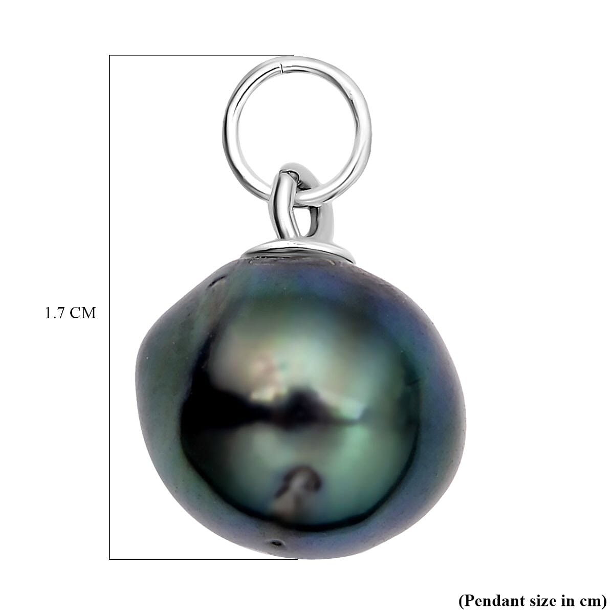 Tahitian Pearl Pendant in Platinum Overlay Sterling Silver