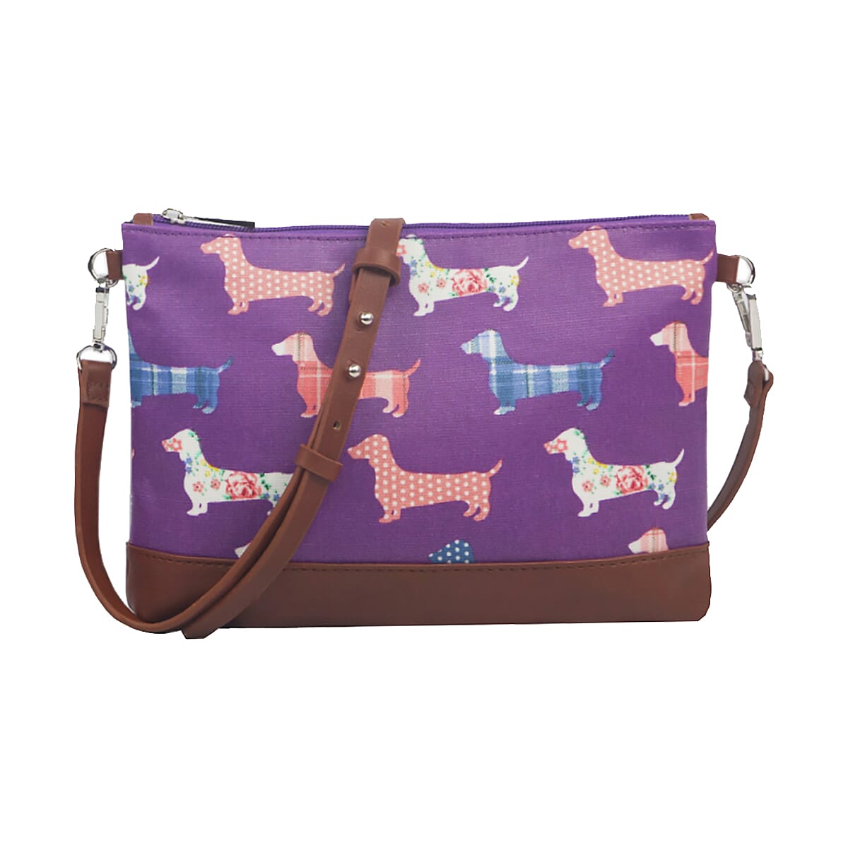 Cotton Multi Print Crossbody Bag (Size 28x4x17 cm) - Purple