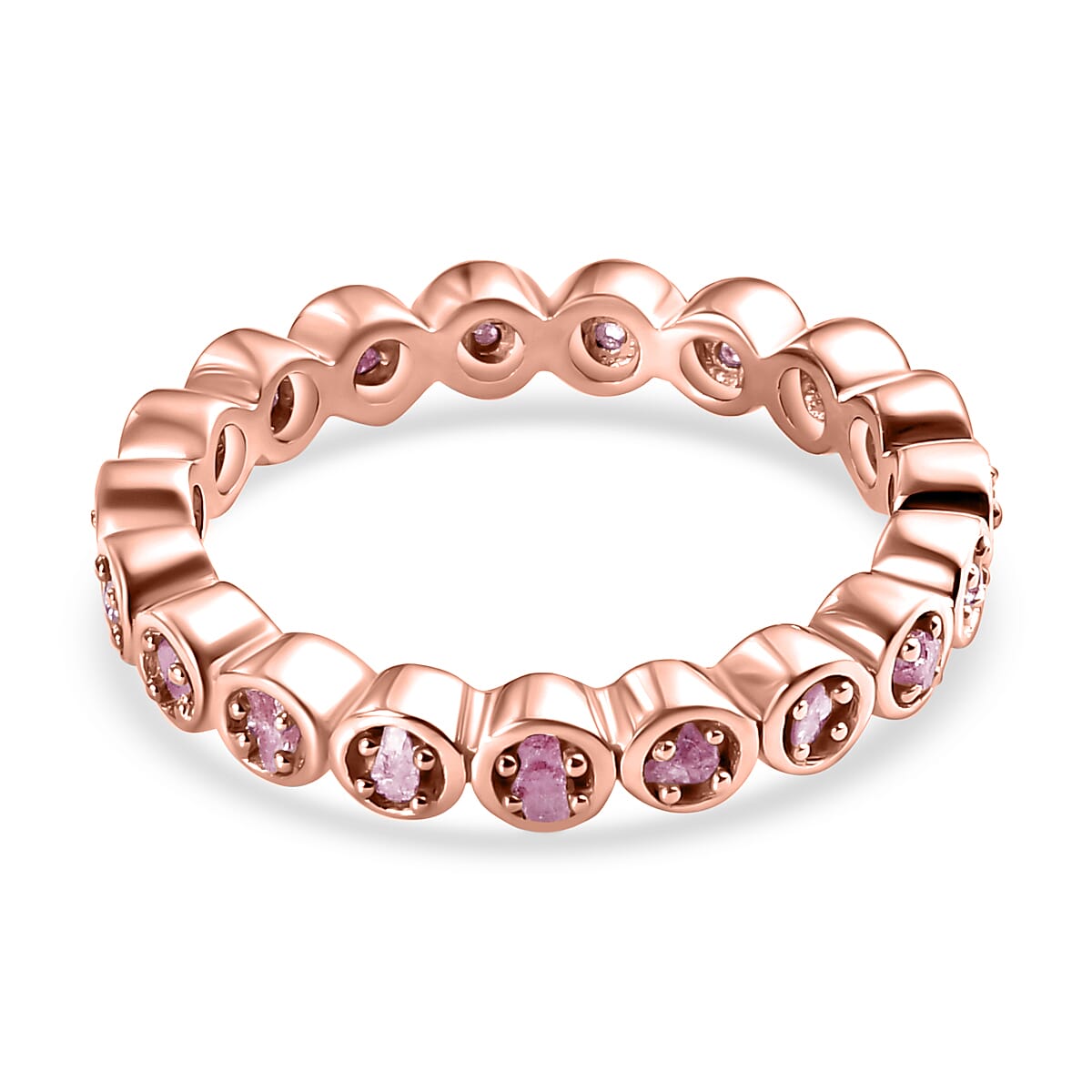 Natural Pink Diamond Full Eternity Ring in 18K Vermeil Rose Gold Overlay Sterling Silver 0.27 Ct. 7022506 TJC