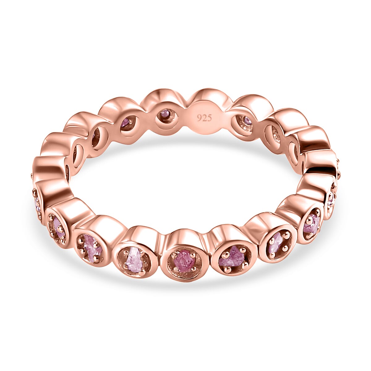 Natural Pink Diamond Full Eternity Ring in 18K Vermeil Rose Gold Overlay Sterling Silver 0.27 Ct.