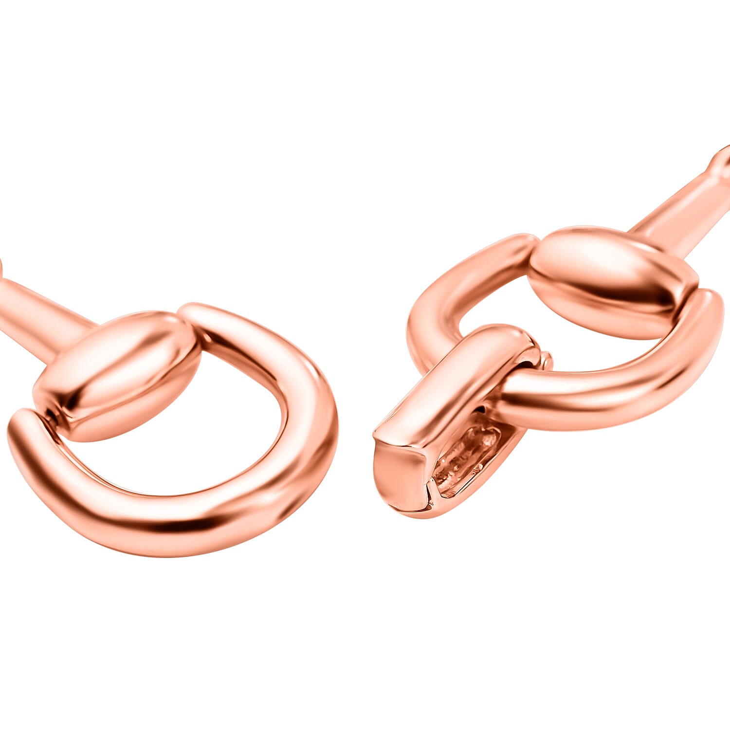 Hatton Garden Close Out - Rose Gold Overlay Sterling Silver Horse Bit Link Bracelet (Size - 7.5), Silver Wt. 26.9 Gms