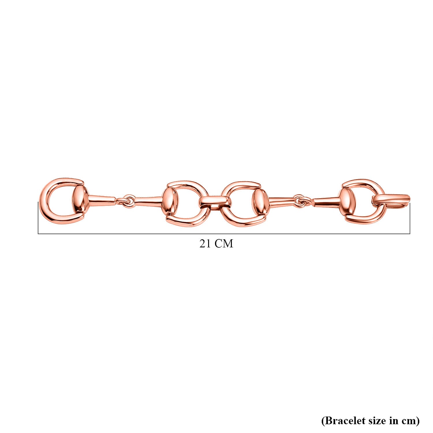 Hatton Garden Close Out - Rose Gold Overlay Sterling Silver Horse Bit Link Bracelet (Size - 7.5), Silver Wt. 26.9 Gms