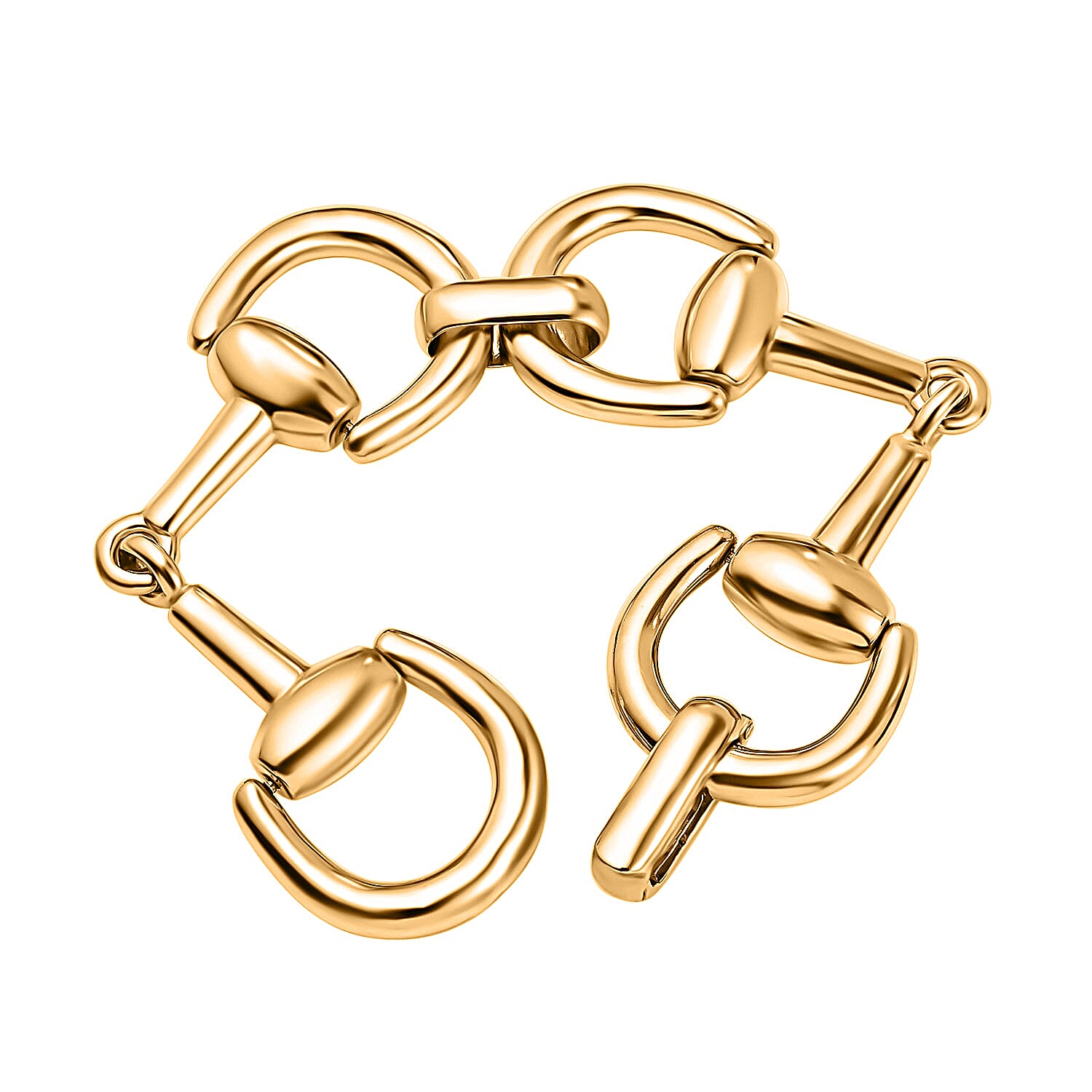 Hatton Garden Close Out - Yellow Gold Overlay Sterling Silver Horse Bit Link Bracelet (Size - 7.5), Silver Wt. 26.7 Gms