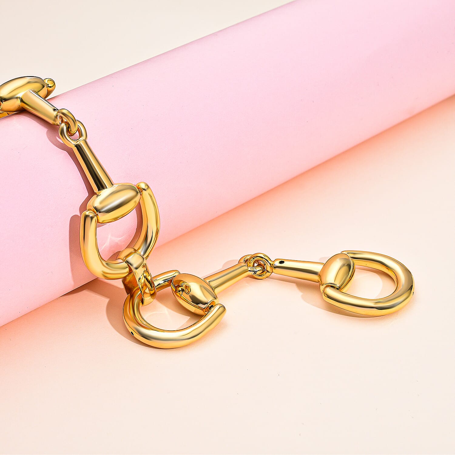 Hatton Garden Close Out - Yellow Gold Overlay Sterling Silver Horse Bit Link Bracelet (Size - 7.5), Silver Wt. 26.7 Gms