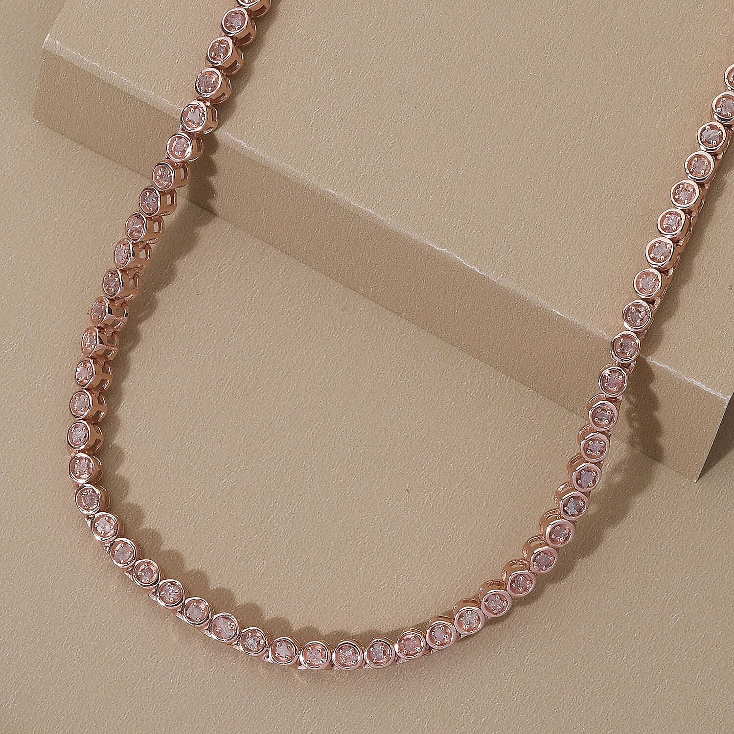 Natural Uncut Pink Diamond Necklace (Size - 20) in 18K Vermeil Rose Gold Overlay Sterling Silver 2.00 Ct, Silver Wt. 22.97 Gms