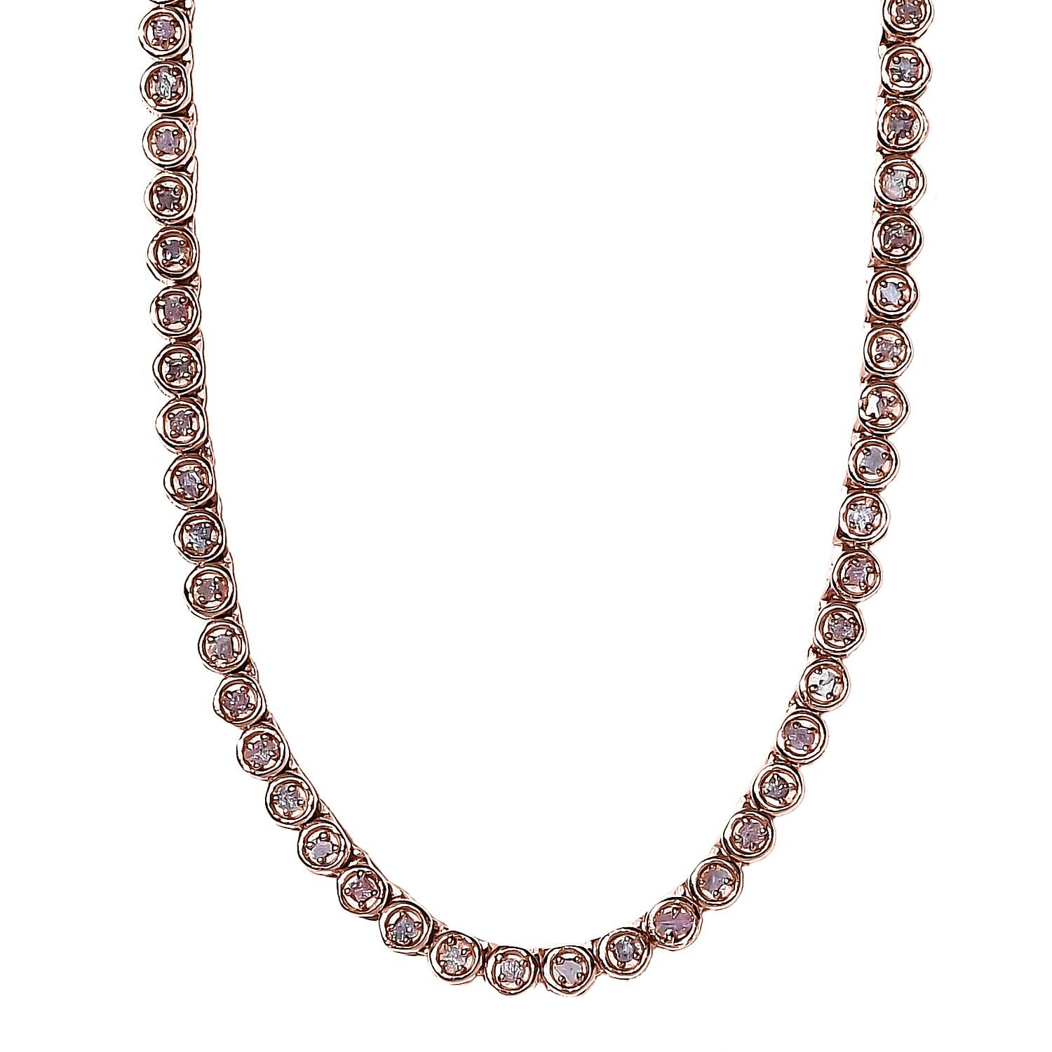 Natural Uncut Pink Diamond Necklace (Size - 20) in 18K Vermeil Rose Gold Overlay Sterling Silver 2.00 Ct, Silver Wt. 22.97 Gms