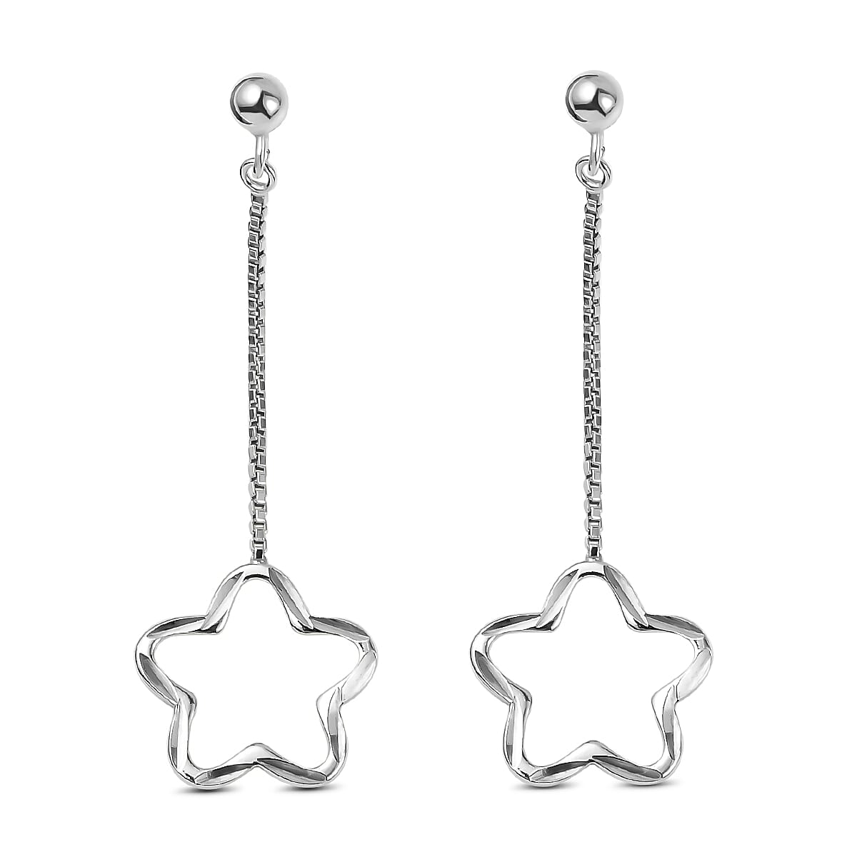 Sterling Silver Dangling Star Earrings (with Push Back)
