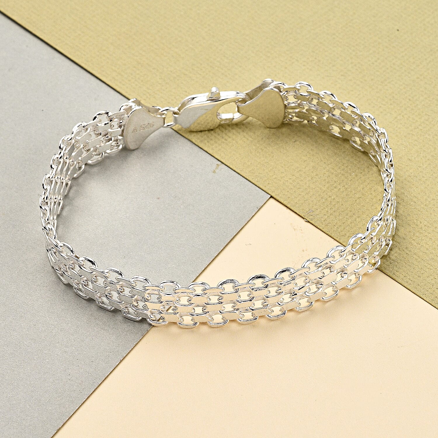 Sterling Silver Bracelet (Size - 7.5) With Lobster Clasp, Silver Wt 8.50 Gms
