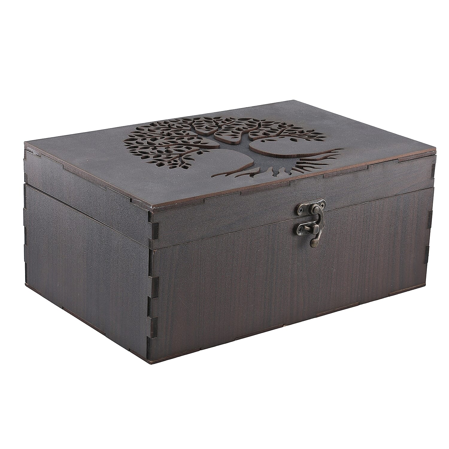 Set of 8 - Whiskey Cooling Gemstones Tree of life Wooden Box (Size 25x16x11 Cm) - Brown