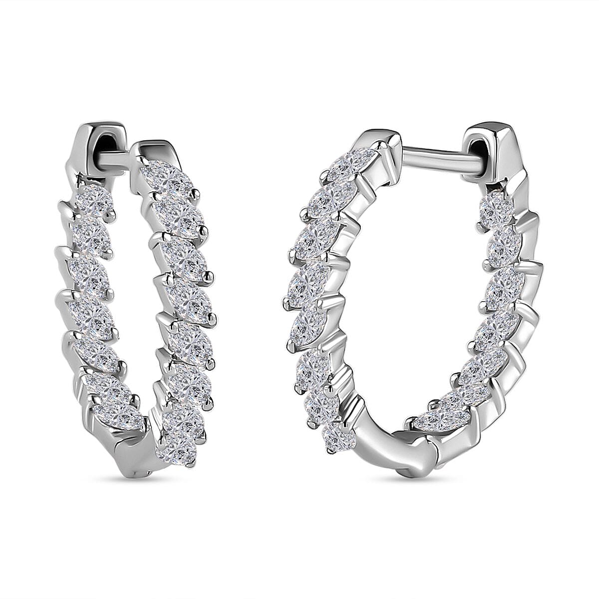 RHAPSODY 950 Platinum IGI Certified Diamond (VS-E-F) (Marquise Cut) Hoop Earrings 1.00 Ct