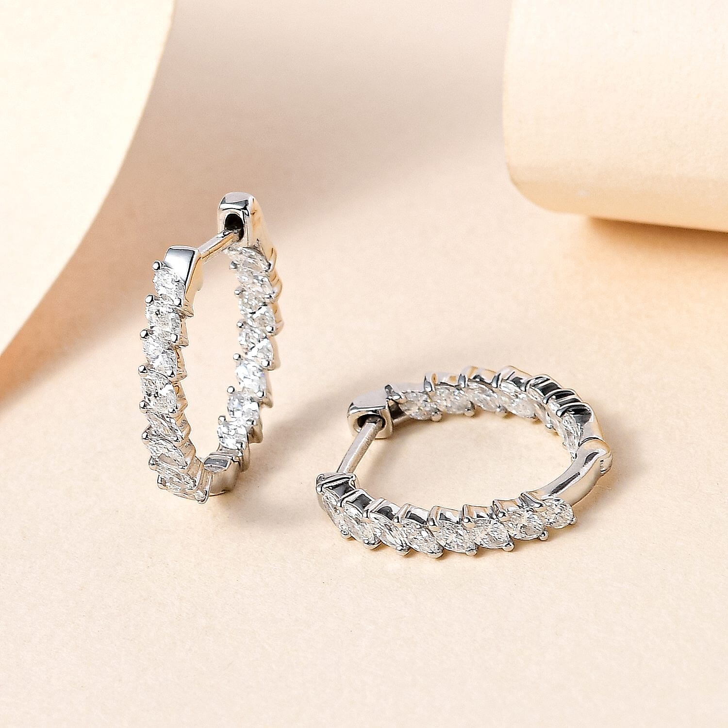 RHAPSODY 950 Platinum IGI Certified Diamond (VS-E-F) (Marquise Cut) Hoop Earrings 1.00 Ct