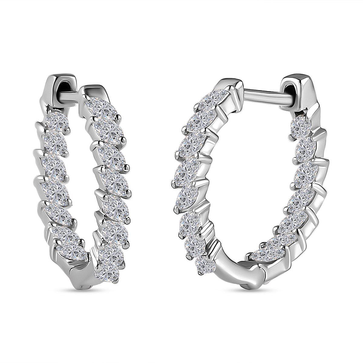 RHAPSODY 950 Platinum IGI Certified Diamond (VS-E-F) (Marquise Cut) Hoop Earrings 1.00 Ct