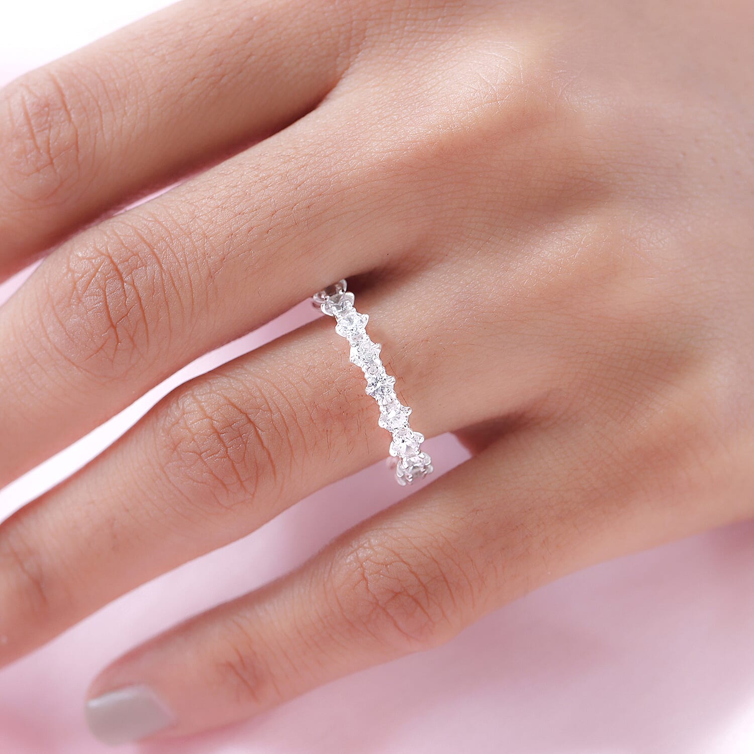 ELANZA Simulated Diamond Full Eternity Ring in Sterling Silver