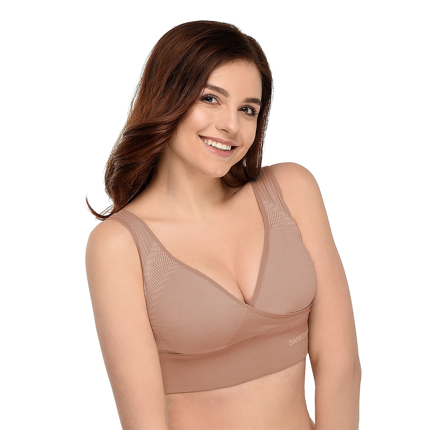 SANKOM SWITZERLAND Patent Organic Cotton Bra for Back Support (Size S, 8-10) - Beige