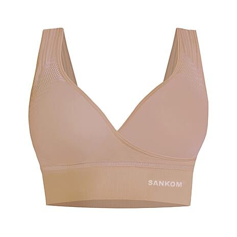 SANKOM SWITZERLAND Patent Organic Cotton Bra for Back Support (Size M, 12-14) - Beige