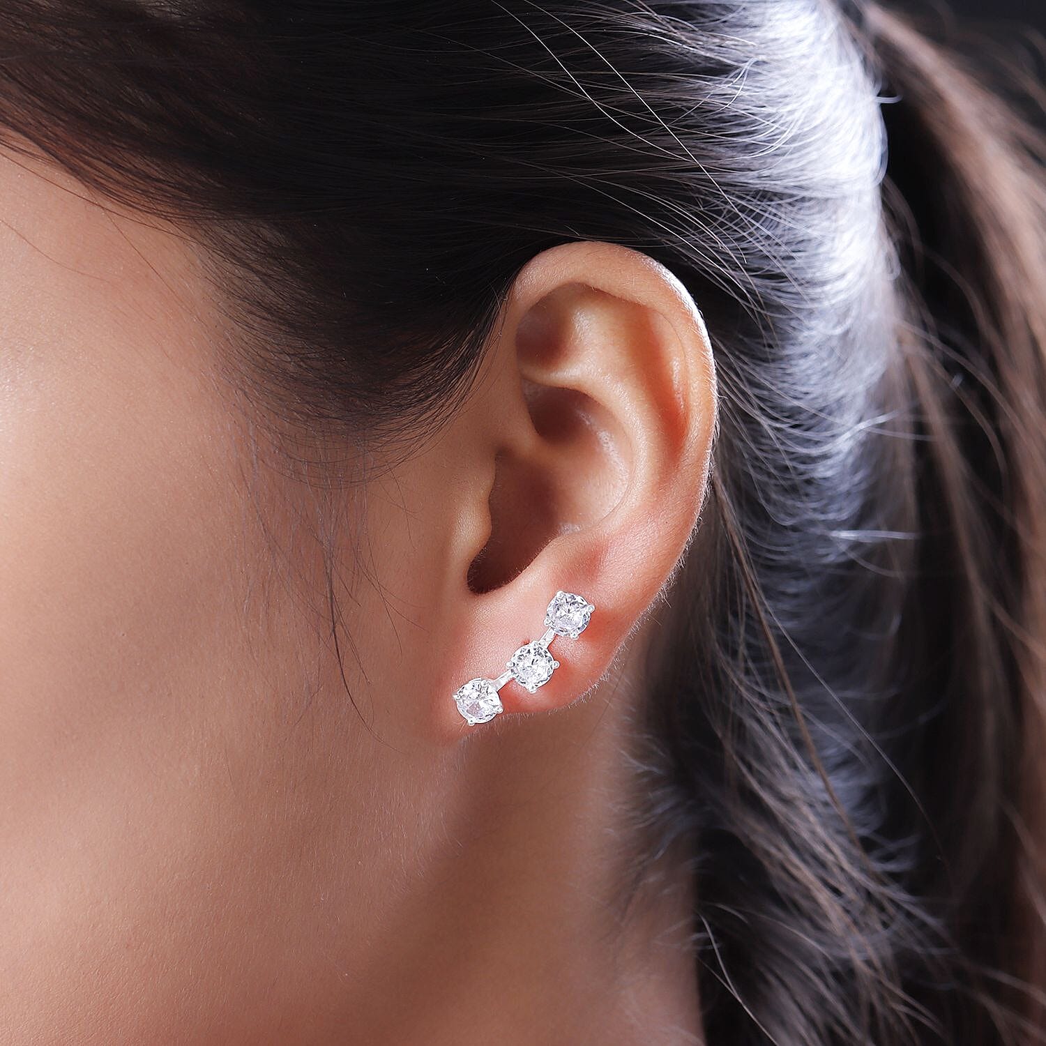 ELANZA Simulated Diamond Earrings (With Push Back) in Sterling Silver