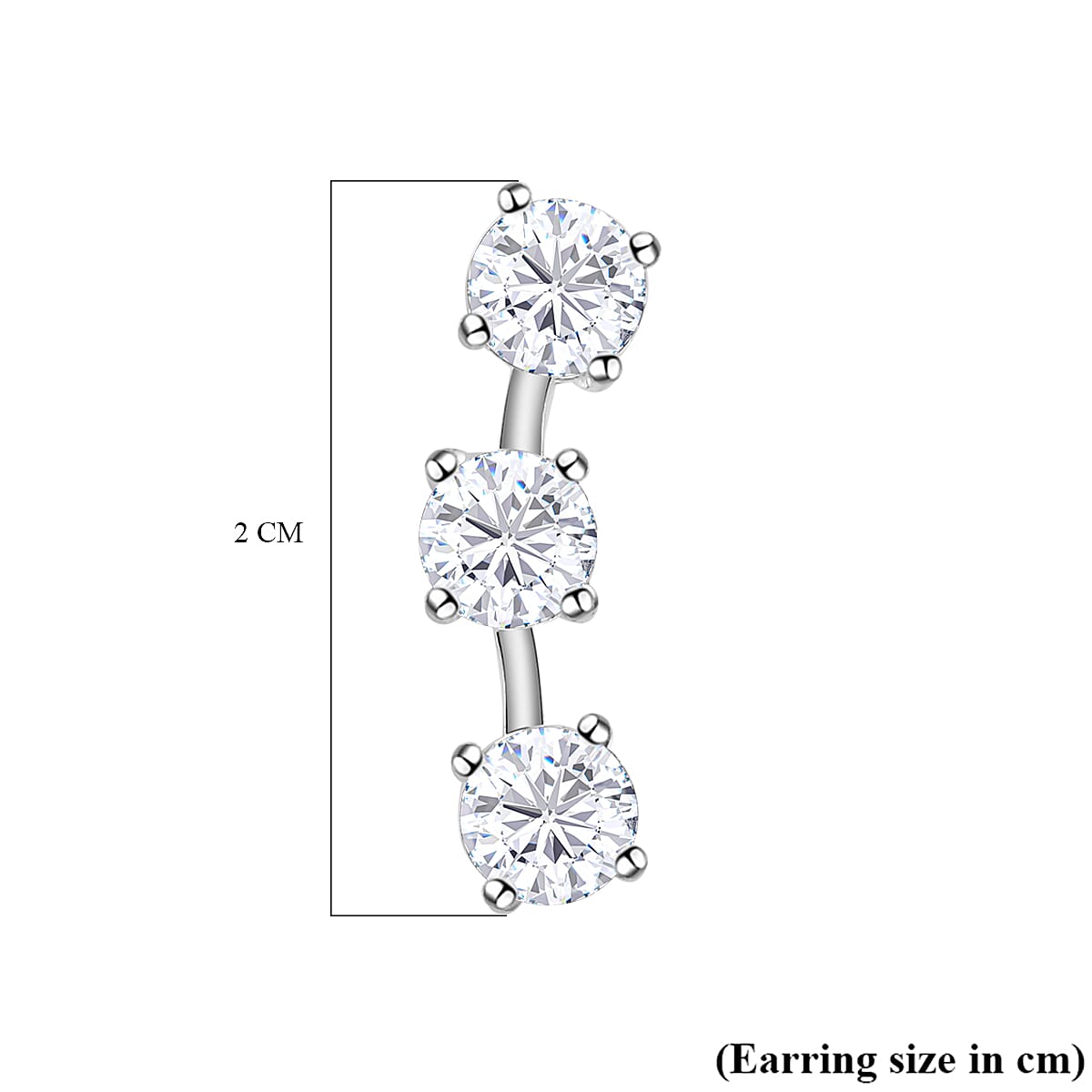 ELANZA Simulated Diamond Earrings (With Push Back) in Sterling Silver