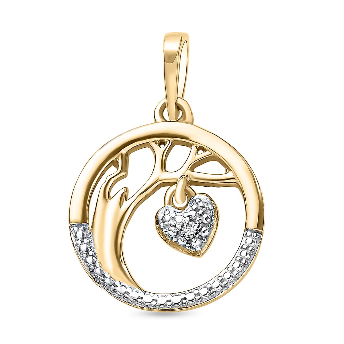 Diamond Pendant in Platinum and 18K Vermeil Overlay Sterling Silver