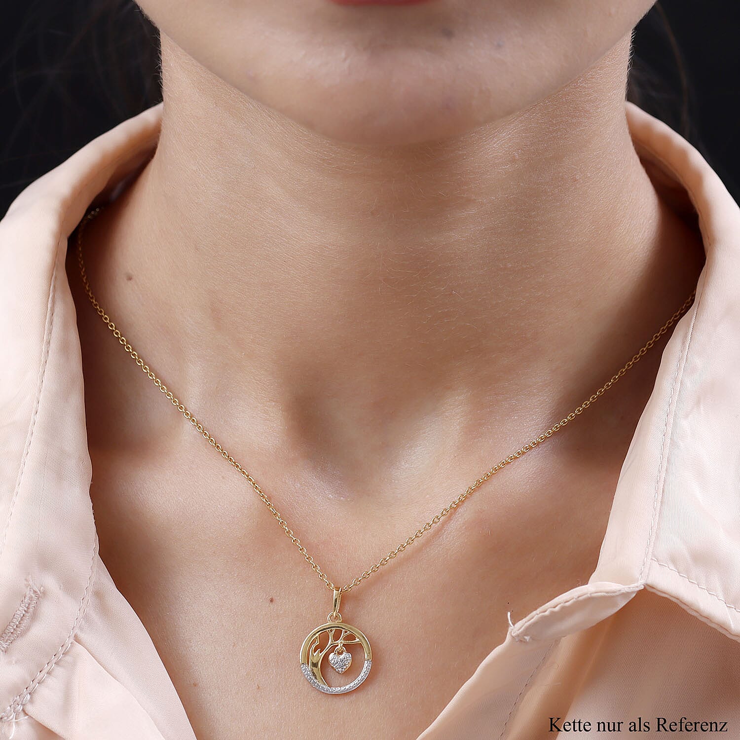 Diamond Pendant in Platinum and 18K Vermeil Overlay Sterling Silver