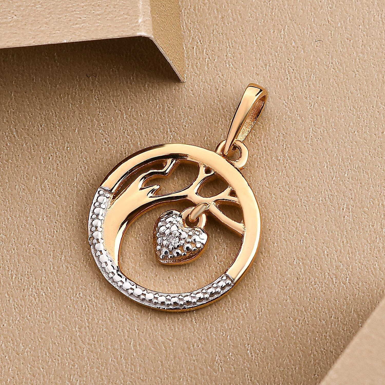 Diamond Pendant in Platinum and 18K Vermeil Overlay Sterling Silver