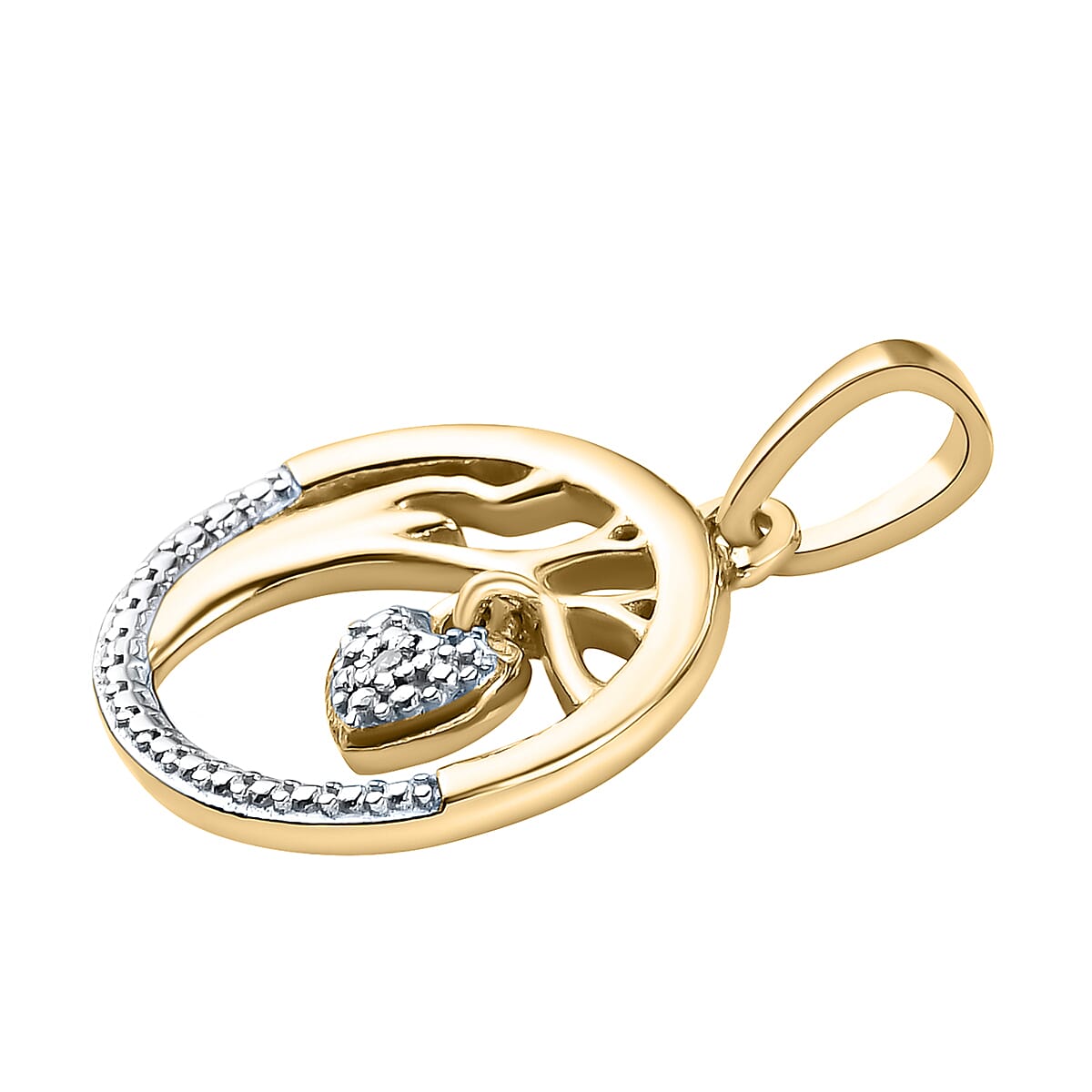 Diamond Pendant in Platinum and 18K Vermeil Overlay Sterling Silver